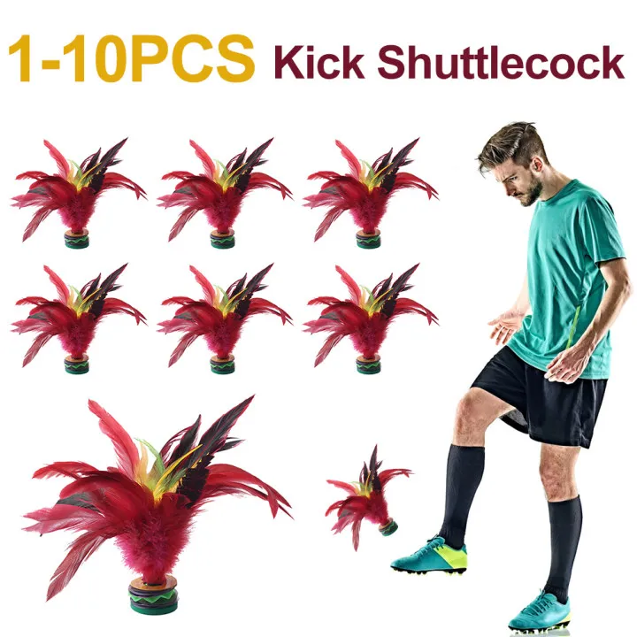 1-10PCS 20cm Chicken Feather Shuttlecock Hand Made Foot Kick Handwheel Feather Shuttlecock Wear Resistant Portable Entertainment