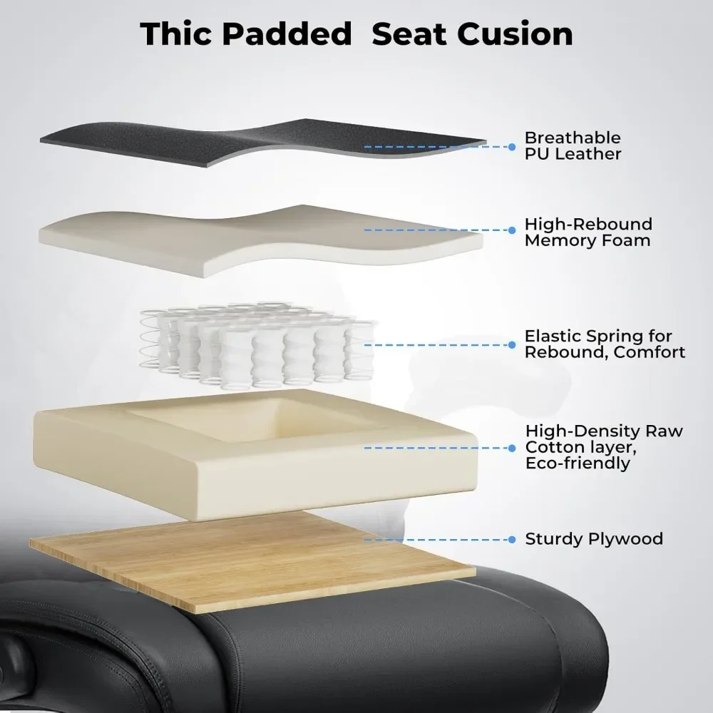 كرسي مكتب كبير وطويل القامة بوزن 450 رطل، كرسي مكتب تنفيذي مريح عالي التحمل مع دعم قطني قابل للتعديل وظهر مرتفع #5