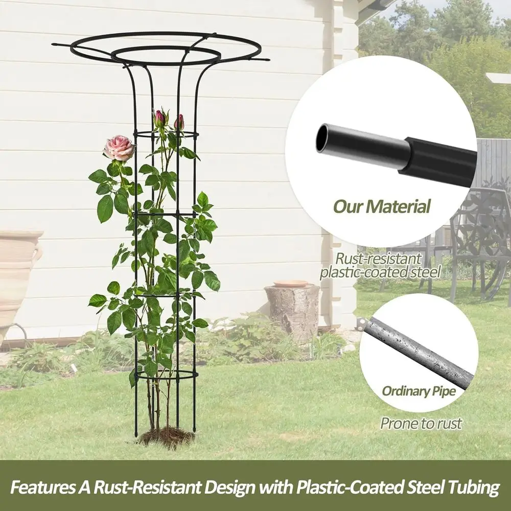 Outdoor Expandable Metal Plant Support, 69 Tall, Rust-Resistant, Easy Install for Garden Trellis and Potted Plants