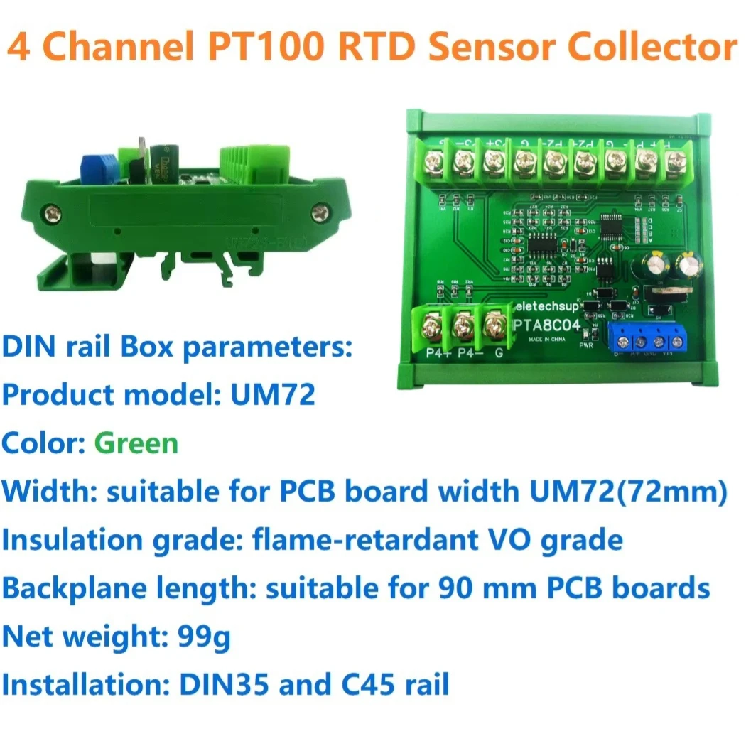 

Модуль термометрического датчика платинового типа, 4-канальный, 12В/24В постоянного тока, диапазон -40~500 градусов Цельсия