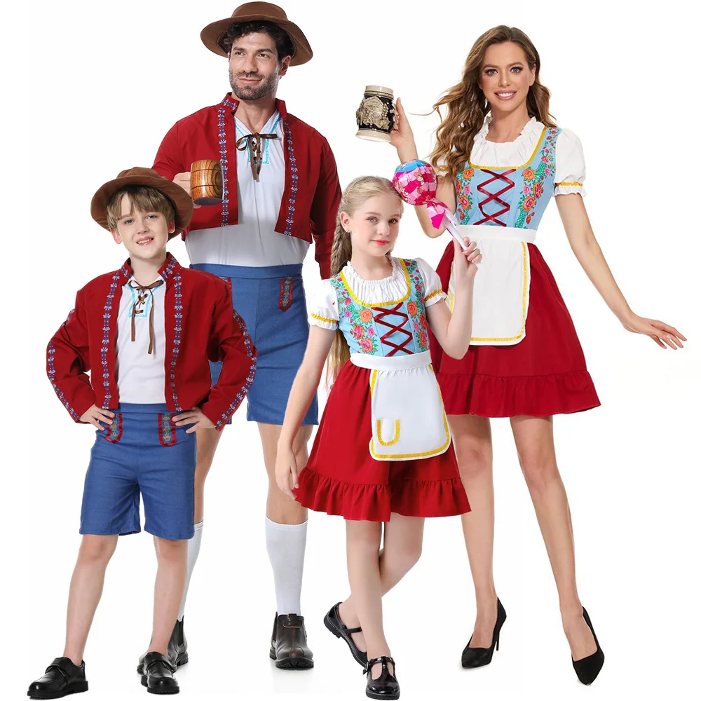 Umorden Traditional German Beer Oktoberfest Costumes for Child Kids Adult Boys Girls Women Men Family