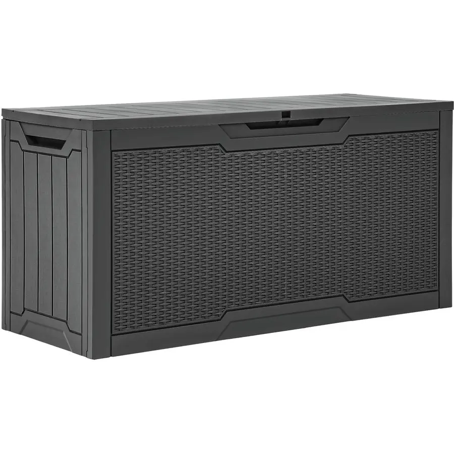 

Уличный ящик для хранения объемом 80 галлонов, большой водонепроницаемый контейнер из полимерной смолы для террасы, запираемый контейнер из ротанга для внутреннего и наружного использования для патио