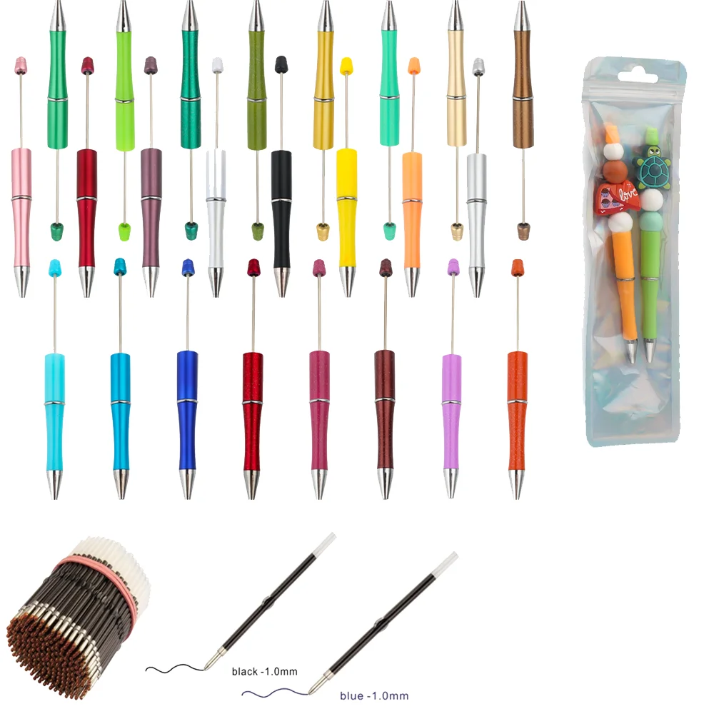 

Набор ручек из бисера, 75 шт./компл., включает в себя 25 ручек из бисера, 25 заправок, сумка для 25-ручек, персонализированные офисные письменные принадлежности «сделай сам», канцелярские принадлежности