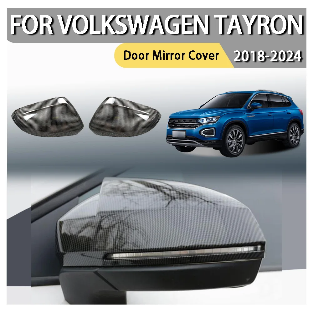 Door Mirror Cover For Volkswagen Tayron 2018 2019 2020 2021 2022 2023 2024 Carbon Fiber Chrome Silver Car Decoration Upgrade