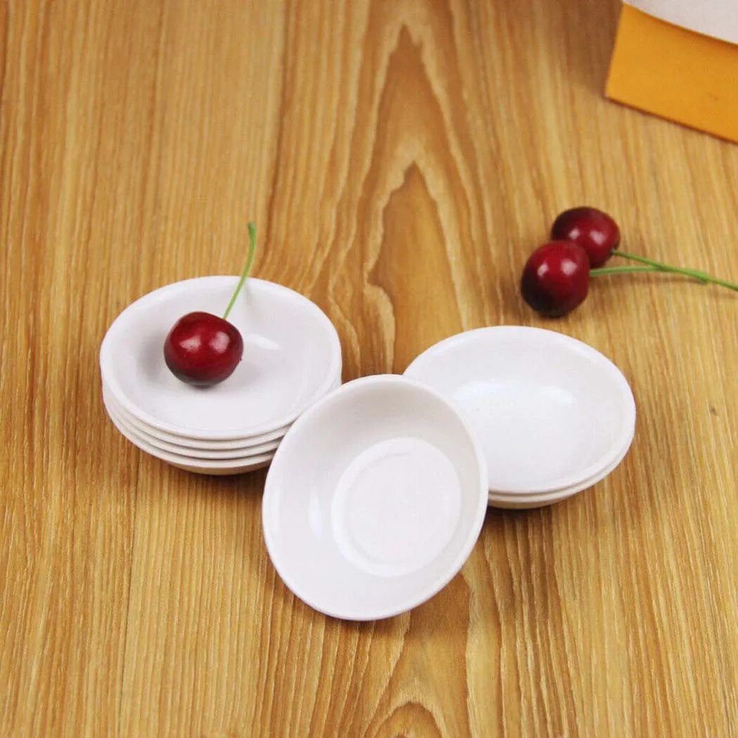 5pcs White Plastic Sauce Dishes Food Dipping Bowls Break-resistant Seasoning Dish Saucer Appetizer Plates