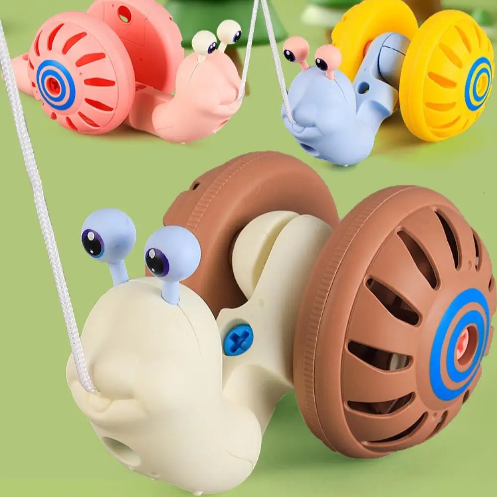 1Pc Rope Assembly Pull Thread Snail Children's Puzzle Assembly Rattle Baby Outdoor Toddler Toy Children's Gift