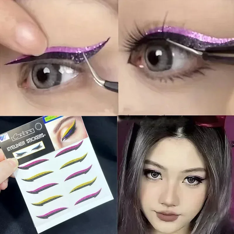 Cat Eye Palpebra Linea Stick Doppia palpebra Adesivo per eyeliner glitter autoadesivo Occhi pigri Adesivo per eyeliner riutilizzabile Strumenti per il trucco