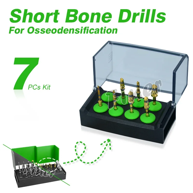 Osseodensification Burs Kit Dental Implant Drills with Tissue Punch Bone Saw Disk Membrane Diamond Coated Bur Drills