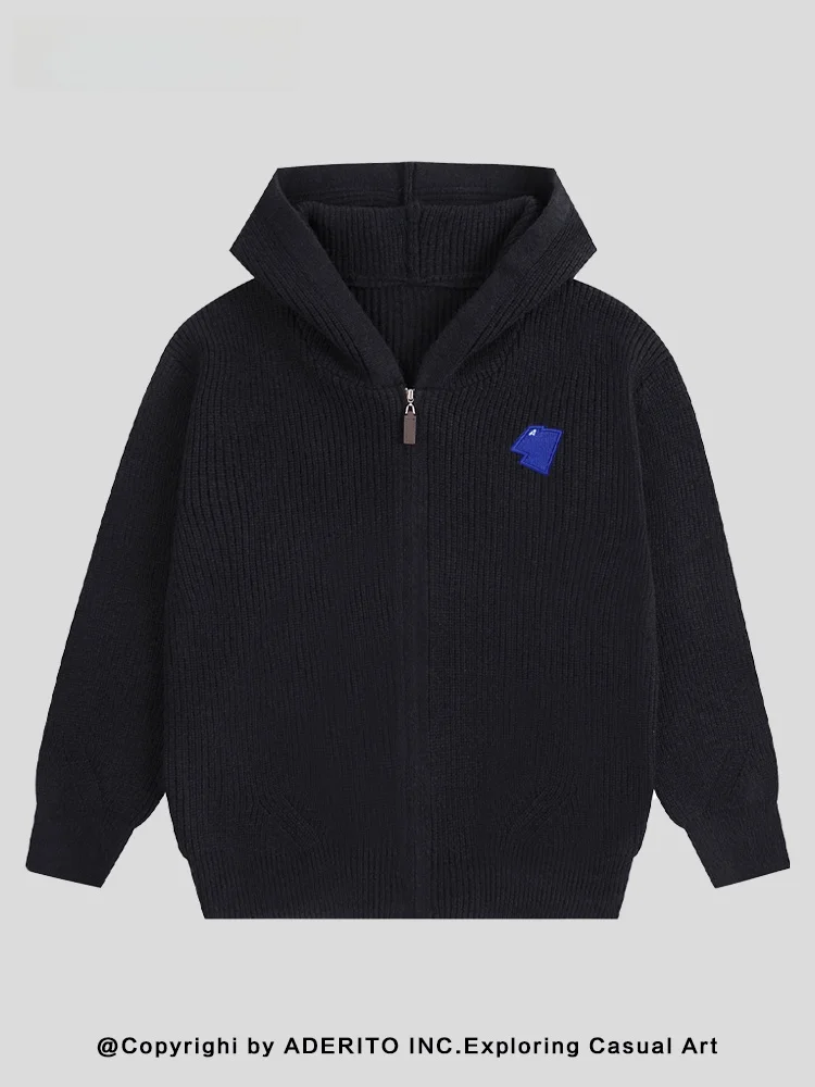 

Faionable Knitted Hooded Open Cardigan Men's Loose Sweater Jaet Couple Matching Polyester Fiber Winter Warmth Heat Genera...