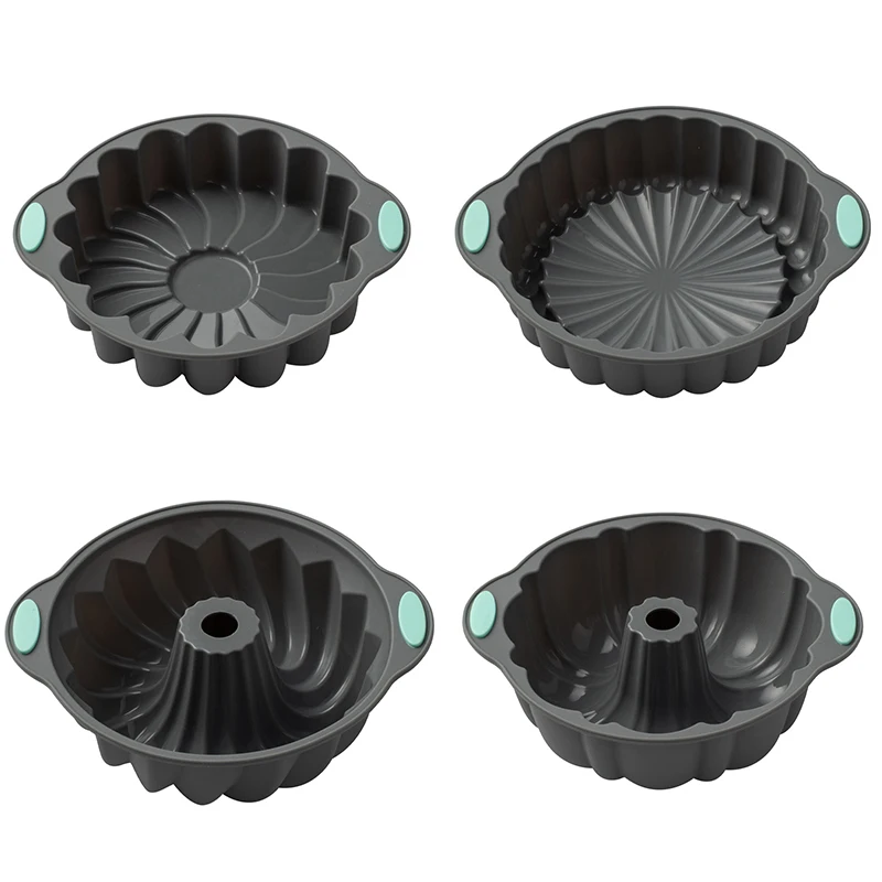 Round Silicone Cake Mold 3D Spiral Pattern Bundle Pan Nonstick Birthday Cake Pan Brownie Dessert Cake Decor DIY Baking Tool