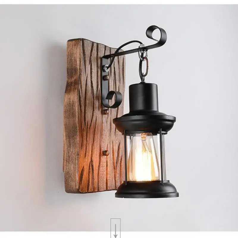 Factory industrial wall garden lighting indoor lamp washing room makeup mirror Led sconce glass lampshades vintage bedroom light
