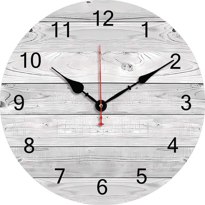 Vintage Wood Grain Wall Clock Kitchen Decor Wall Art Silent Non Ticking Large Round Wall Clocks For Living Room Bedroom Office