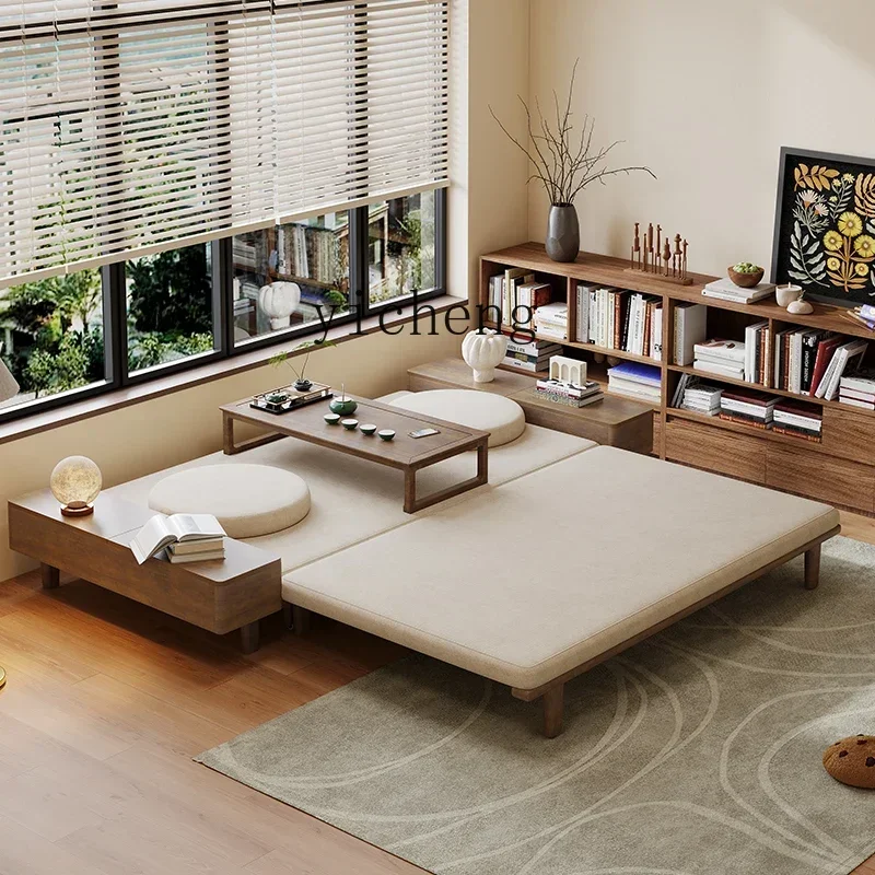DSA New Solid Wood Sofa Bed Folding And Shrinking Dual-purpose Single Double Small Apartment Living Room Study Multi-function Be
