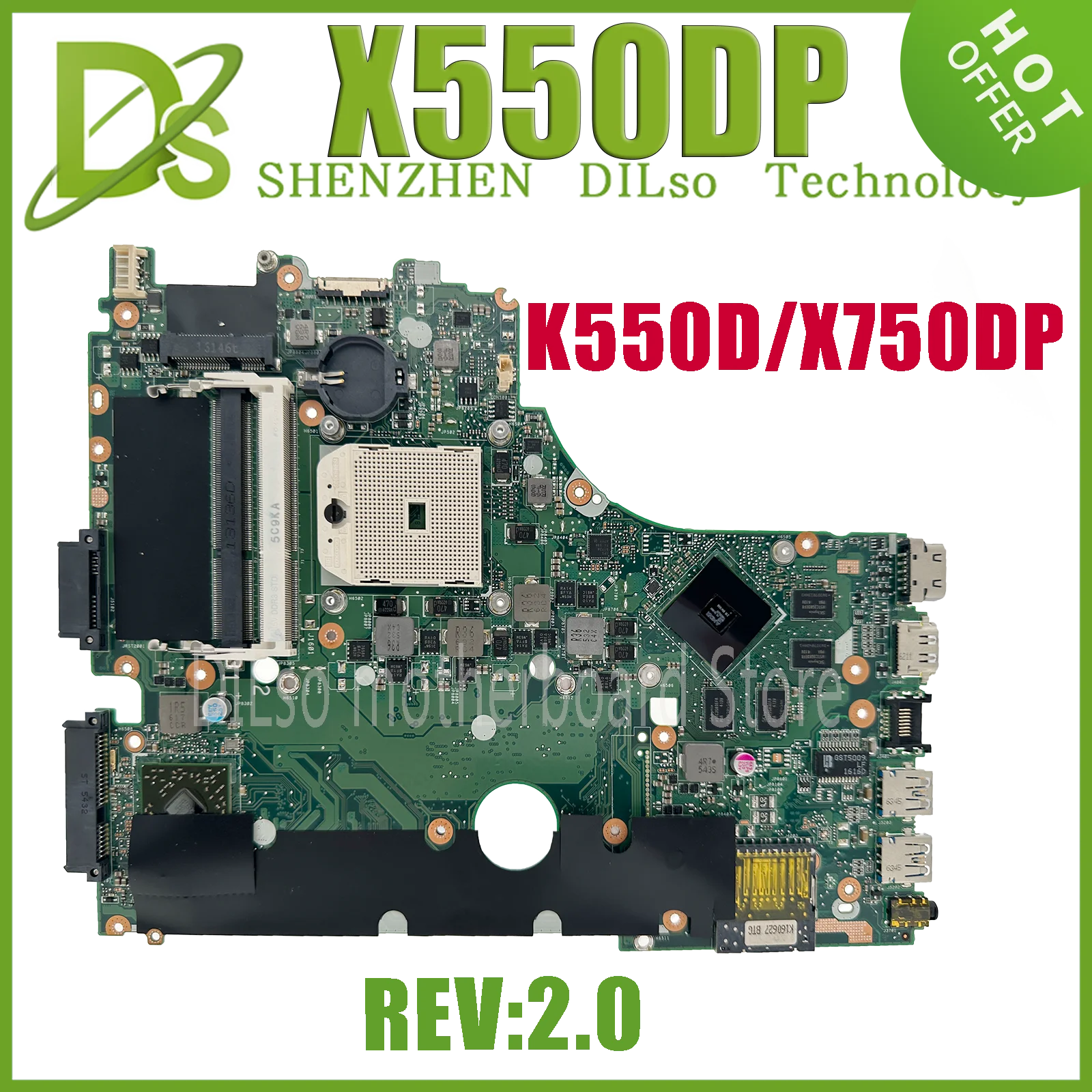 

KEFU X750DP Mainboard For ASUS X750DP K550D X550D K550DP X550DP Laptop Motherboard Rev2.0 X750DP Mainboard EDP or LVDS 100% Test