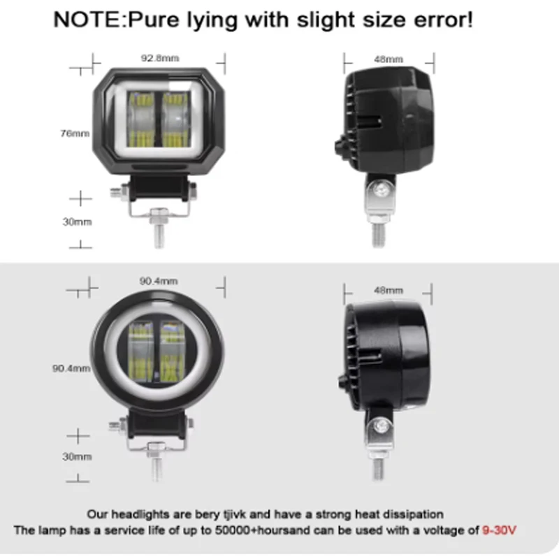 Round Halo Led Head Spot Light 3 Inch Motorcycle Spotlight 20W For Scooter Bobber Chopper ATV Auxiliary DRL Lamp Hi/Lo Beam