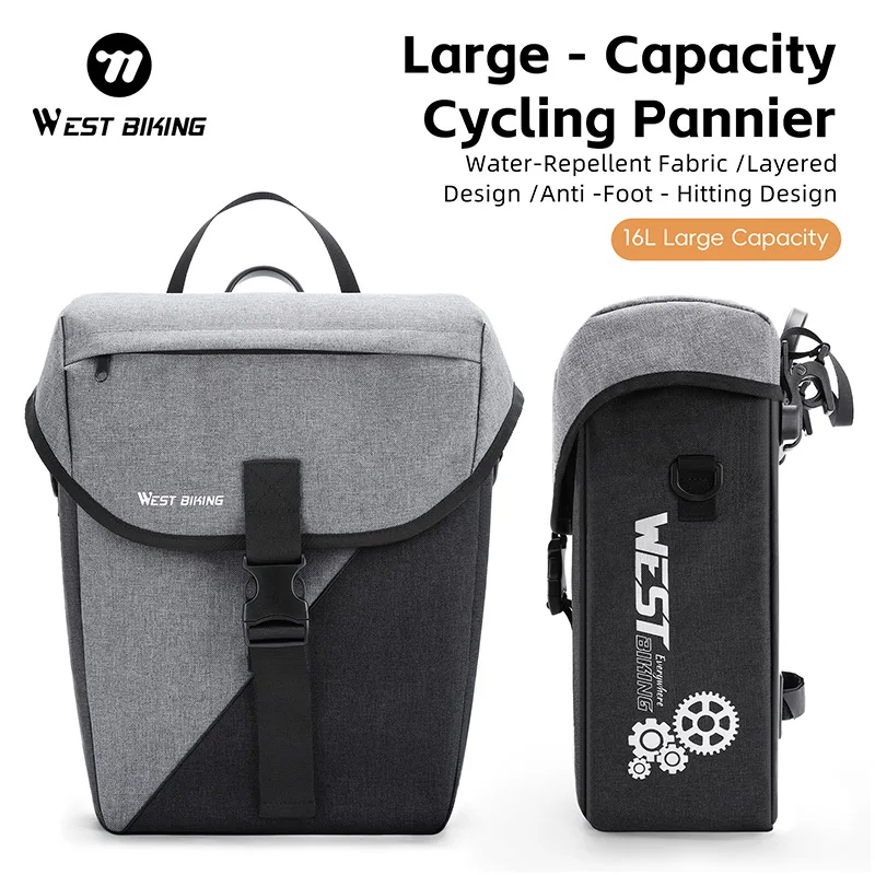 

WEST BIKING 16L Waterproof Bike Rear Rack Bag Large Capacity Cycling Luggage Carrier Bag with Quick Release Clips for Road Bikes