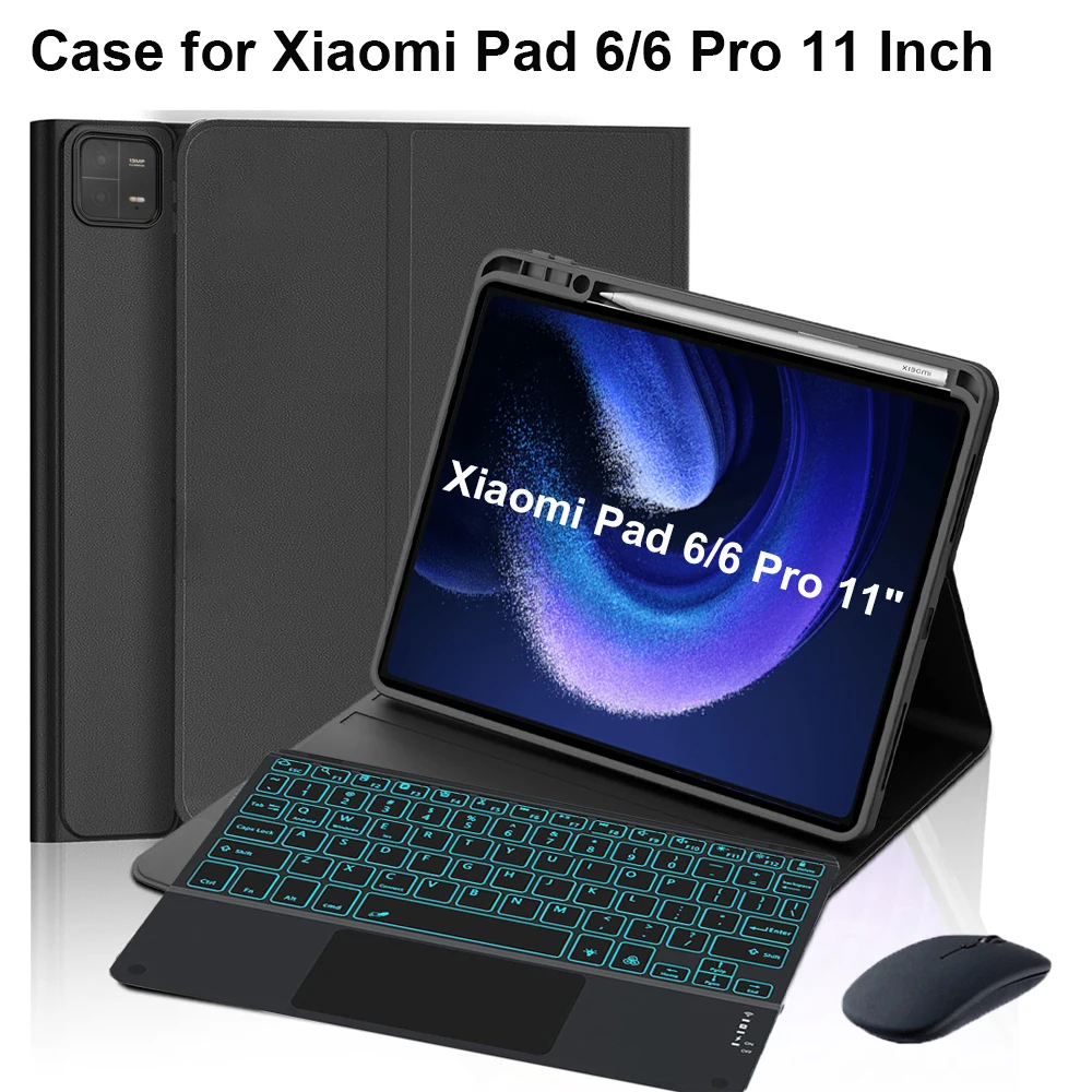 

Чехол для Xiaomi Pad 6 11 дюймов, чехол с клавиатурой Bluetooth для Xiaomi Pad 6 Pro 11 дюймов