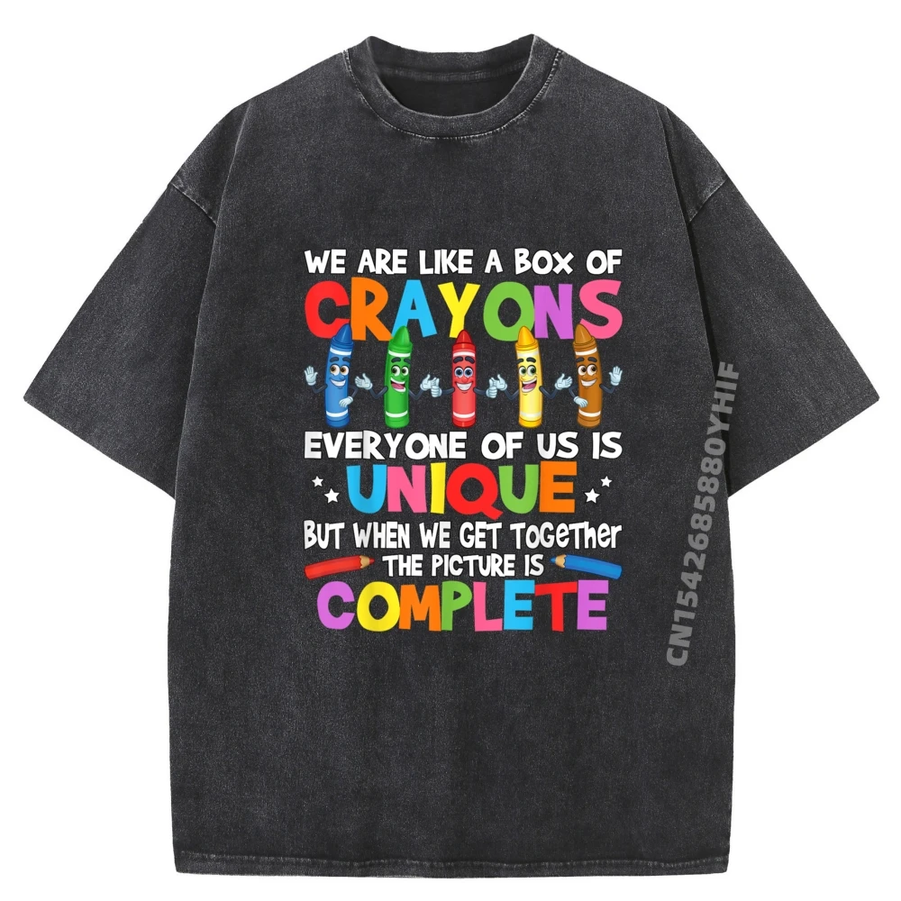 

Забавный учитель Мы как коробка мелков Дизайнерская футболка Осенняя футболка большого размера Мужская мягкая дизайнерская стираная одежда