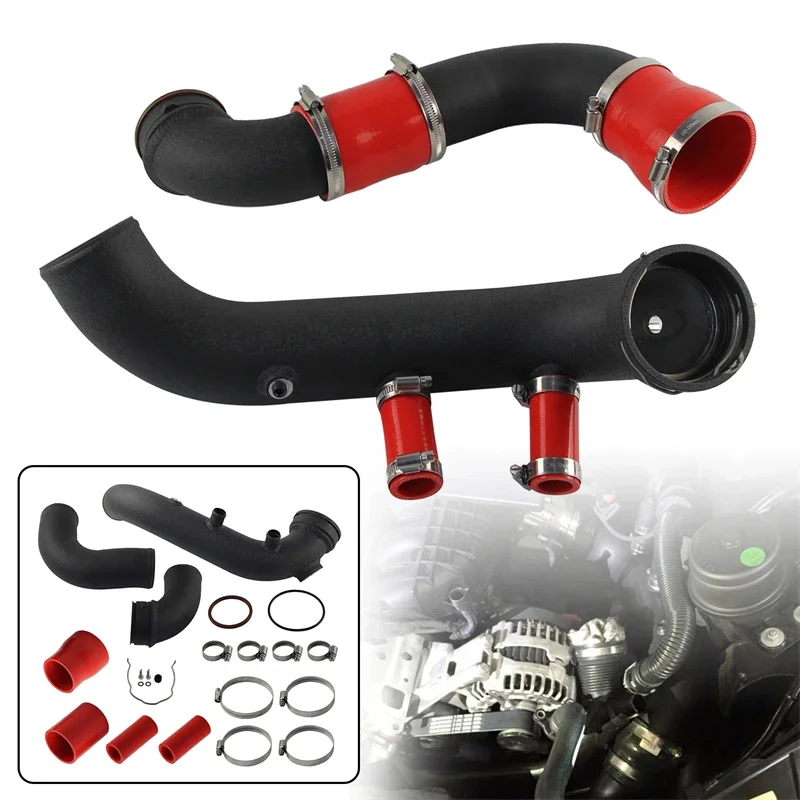 Intercooler Pipe Kit Super Charge Boost Turbo For BMW N54 E8X E9X  E82 E88 E90 E91 E92 E93 1M 06-15 Black/Red Wrinkle Aluminum