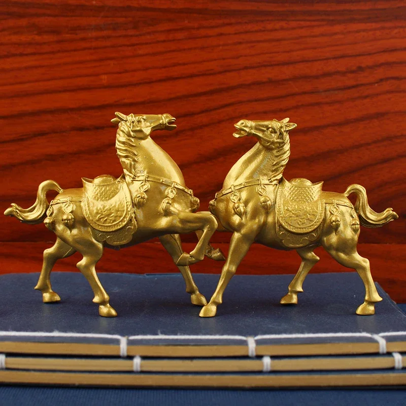 2026 سنة زودياك تمثال حصان معدني ذهبي الحصان نموذج محاكاة الحصان زخرفة المنزل مكتب سطح المكتب الديكور فنغ شوي محظوظ #4