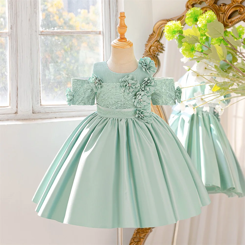 

Детское кружевное бальное платье с цветочным узором, вечерние платья принцессы на день рождения и свадьбу для девочек, платье для выпускного вечера и подружек невесты