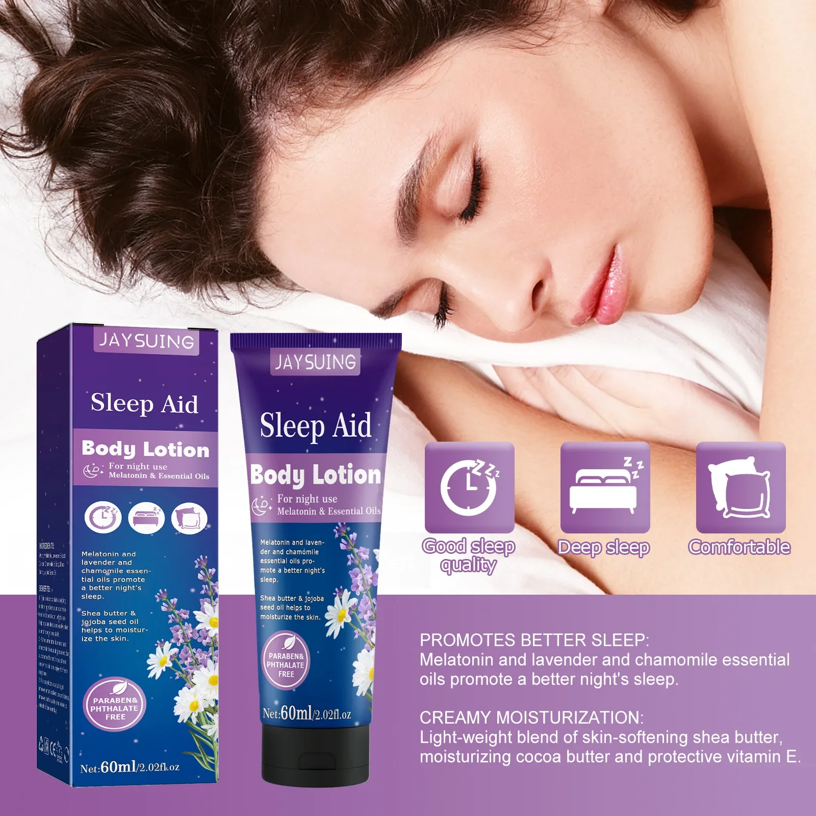 Sleep Body Lotion Moisturizes and Hydrates Skin Moisturizing Helps Sleep and Relieves Fatigue