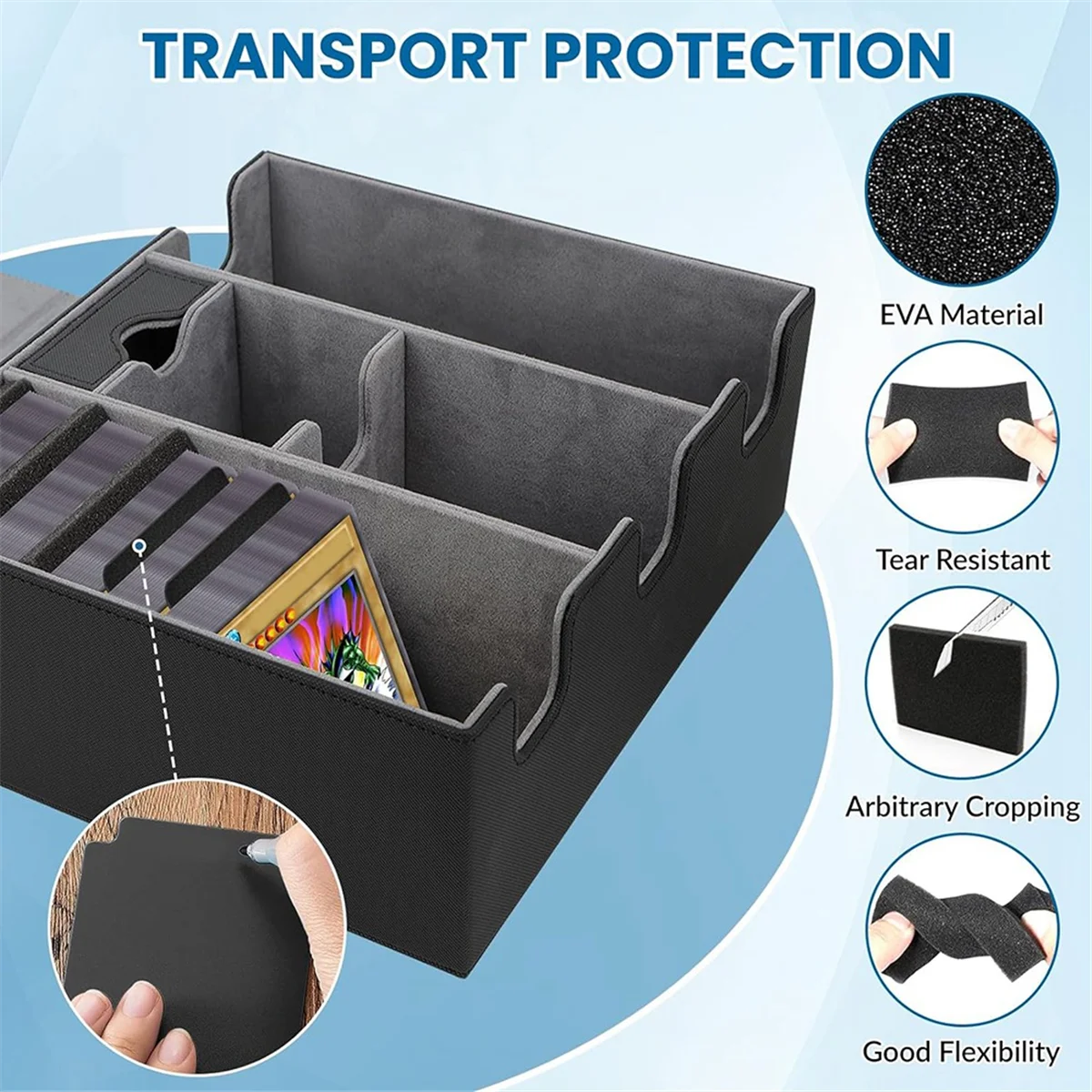 Card Storage Box for Trading Cards, Magnetic Closure TCG Storage Box for , YuGiOh, and Sports Cards Black+Gray