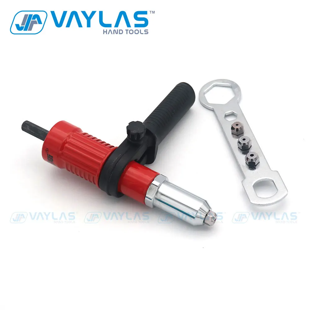 

Electric Pull Rivet Gun Tools Set Red/Blue Riveting Nut Drill Adapter Kit 2.4mm-4.8mm Workshop Nail Riveting Metal Supplies