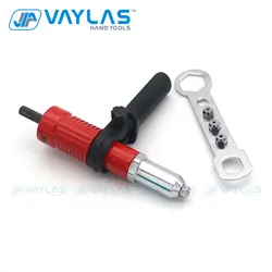 Electric Pull Rivet Gun Tools Set Red/Blue Riveting Nut Drill Adapter Kit 2.4mm-4.8mm Workshop Nail Riveting Metal Supplies
