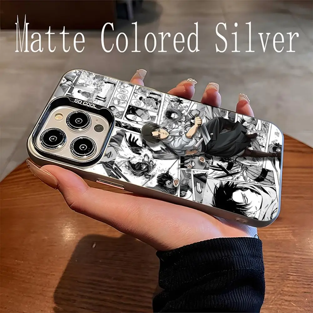 Anime L-LEVI A-ACKERMAN Phone Case Matte Colored Silver Phone Case For Iphone 16 15 14 Pro 13 12 Plus 11 7 X Xr Luxury Cover