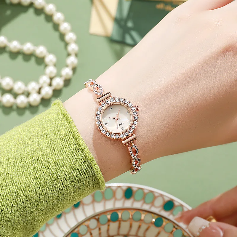 Luxury Women Shiny Bracelet Watches Rose Gold Watch Fashion Ladies Elegant Quartz Diamond Wristwatch Female Reloj Mujer