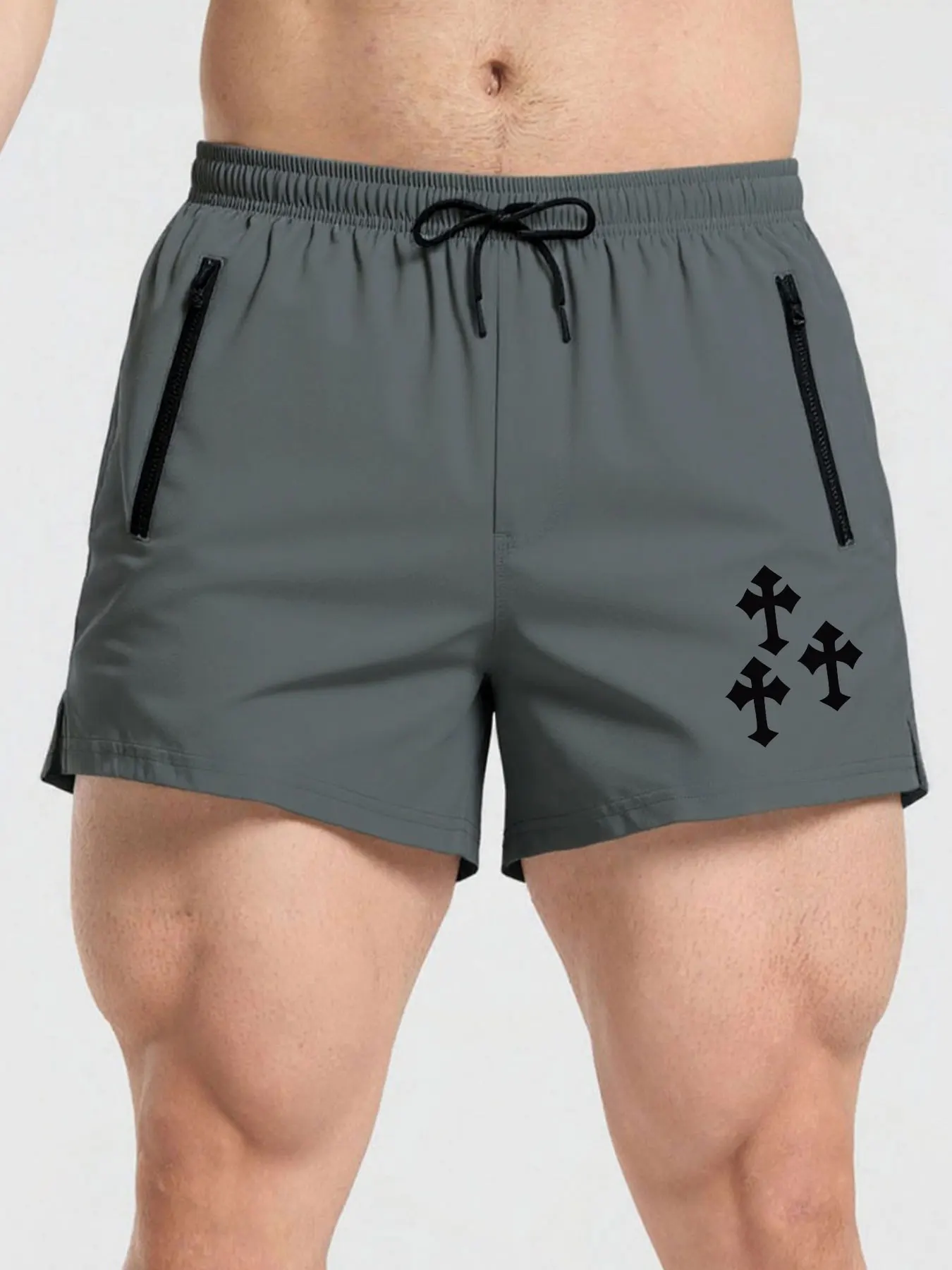 Men's Cross Graphic Workout Shorts Quick Dry Breathable Gym Training Athletic Shorts with Elastic Drawstring Waist
