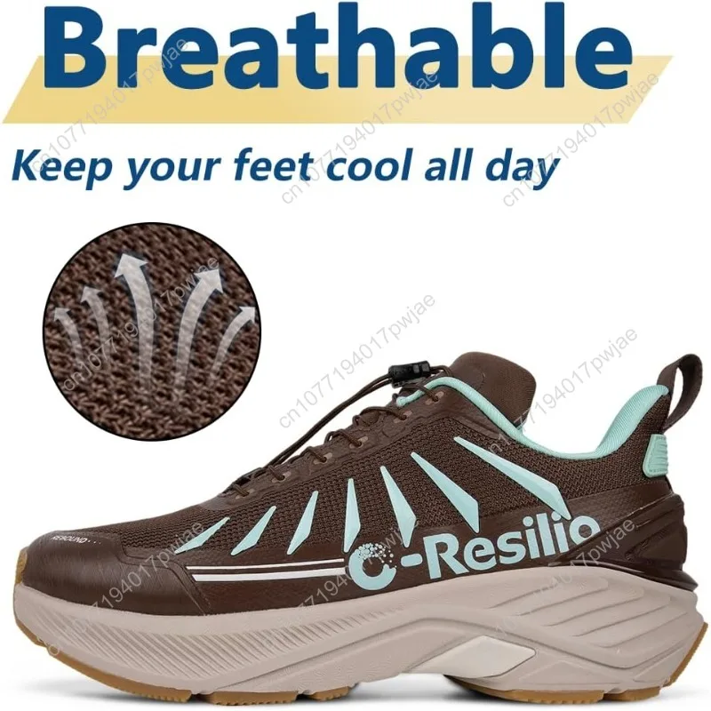 ONEMIX Men'S Max Cushioned Quick Laces Hiking Walking Shoes with Arch Support Plantar Fasciitis Breathable Outdoor Trailing Runn