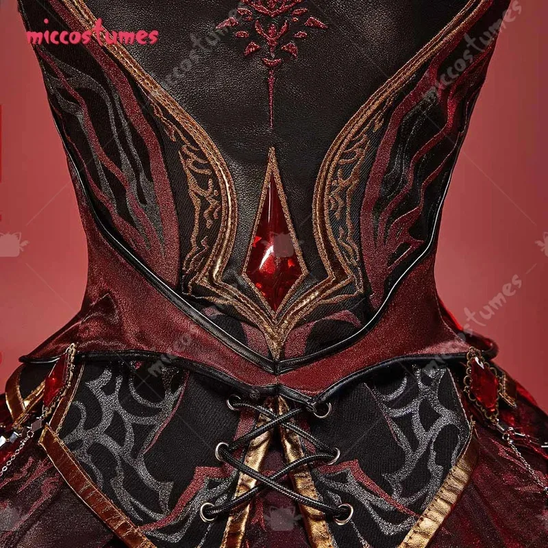 أزياء Cymiccostumes النسائية التأثيرية MC ملابس قتالية قرمزي العاطفة Abysm مجموعة تنورة علوية أزياء الهالوين التأثيرية