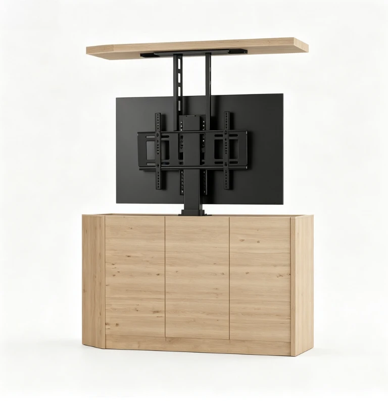 Electric TV Lift Stand Wireless Remote Control Hidden Floor Bracket Auto Height Adjustment Mount Home Bedroom Office