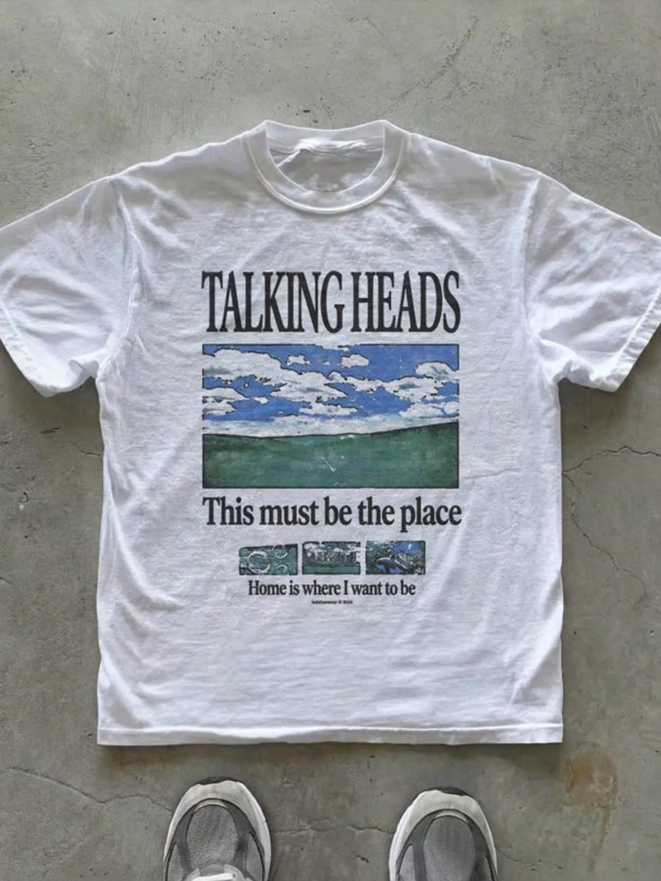 Talking Heads Pattern T-shirt _ This Must Be A Local Lyrical T-shirt _ 70s Rock Style Unisex Cotton Short Sleeved Shirt