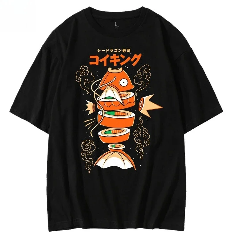 2026 New Sushi T-shirt Japanese Harajuku Street Dress Cotton Adult and Children Anime Carp Sasebo Picture
