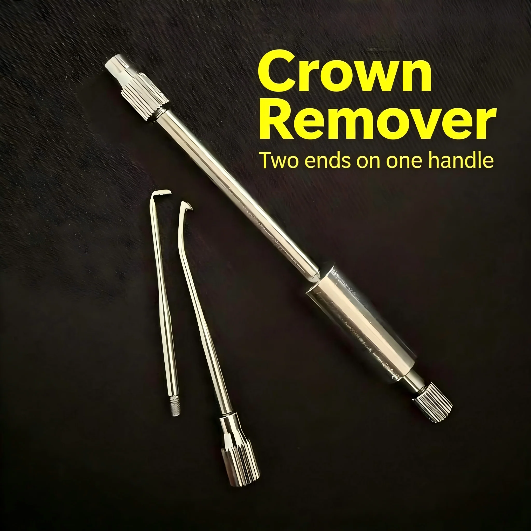 Manual Dental Crown Remover, Double-Ended Crown Removal Tool, Stainless Steel Extractor for Crown & Bridge