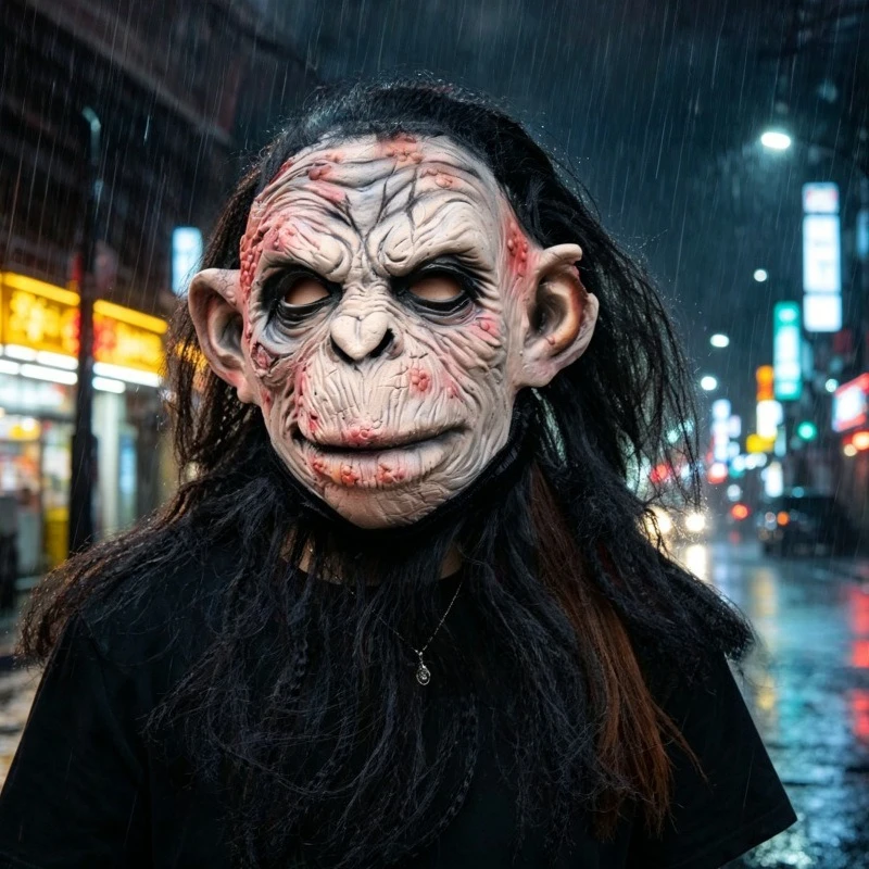 

Gorilla Latex Mask with Pimples Full Head Mask Halloween Masquerade Party Cosplay Costume Props Scary Animal Accessories