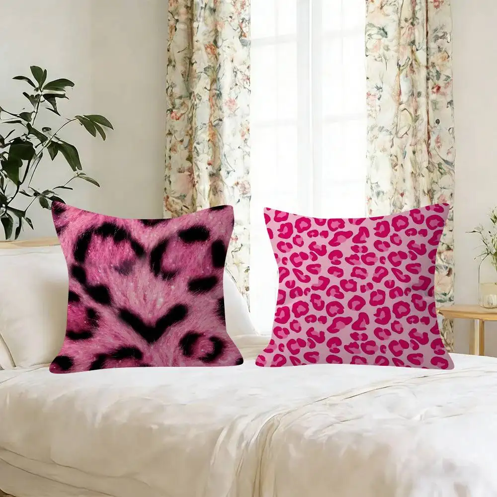 Home Decor Pink Leopard   Pillow Gifts Home Office Furnishings Bedroom Sofa Car Cushion Cover case 45x45cm