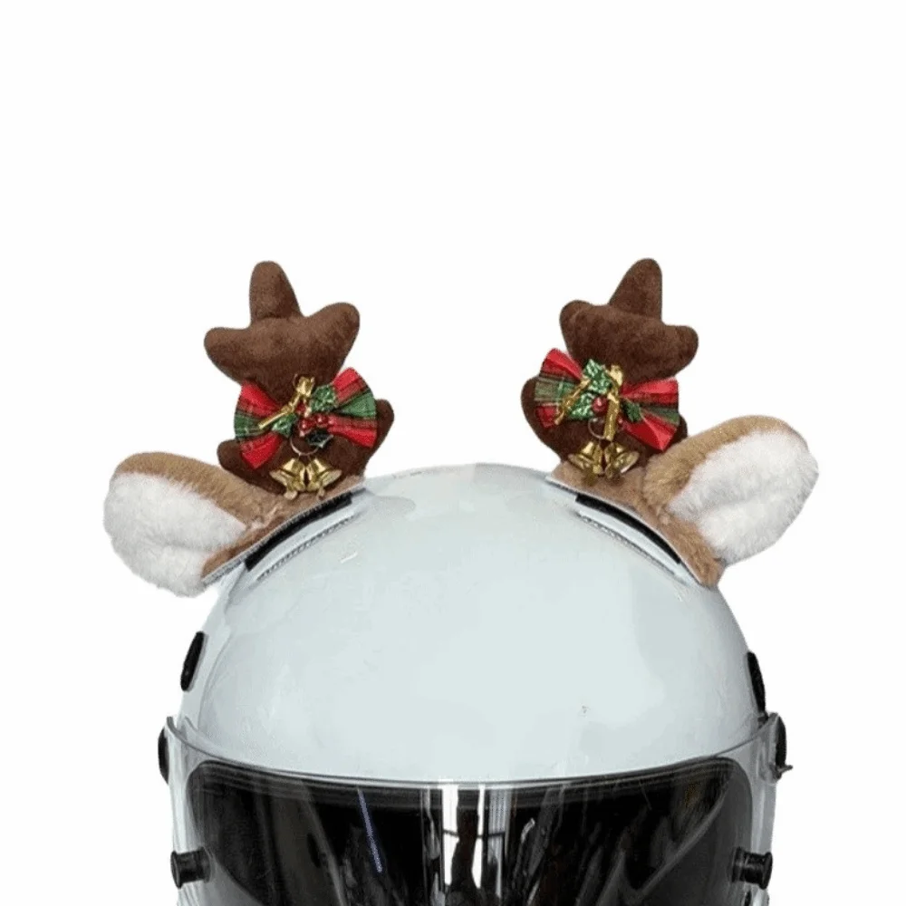 Creative Christmas Antlers Helmet Decor Cute Detachable Motorcycle Helmet Antlers Plush Embossing DIY