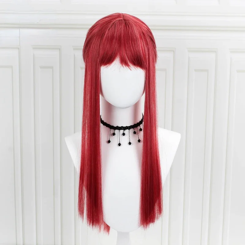 Anime motosega uomo parrucca Makima capelli lunghi rosa rossa parrucca Cosplay gioco di ruolo capelli di Halloween capelli sintetici