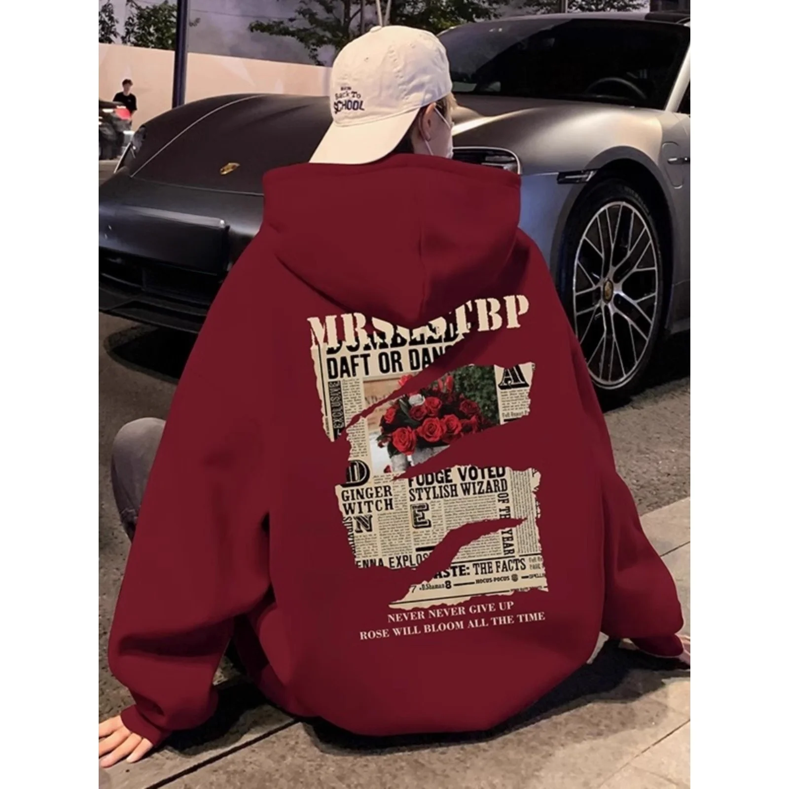 

Ретро-толстовка с газетным принтом, очень теплая, для пар, осенне-зимняя, больших размеров, из полиэстера