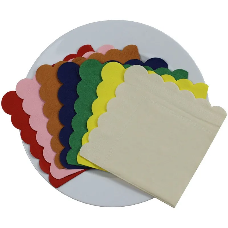 

20pcs/pack 25x25cm Solid Color Lace Paper Disposable Napkins Cocktail Dinner Wedding Birthday Xmas Party Decoration