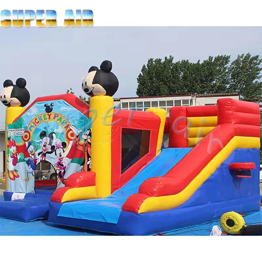 Portable outdoor children's amusement park inflatable pirate slide with air fan for rental