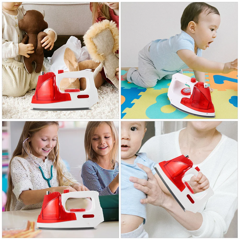 2 Peças de Ferro Elétrico Simulado para Crianças, Mini Brinquedo de Faz de Conta, Eletrodoméstico Seguro para Brincadeiras Educativas na Cozinha Infantil