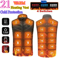 21 HEATING ZONES Heated Vest Men Women Ski Warm Heated Jacket Winter Warm Usb Self Heating Thermal Vest Heating Down Jacket