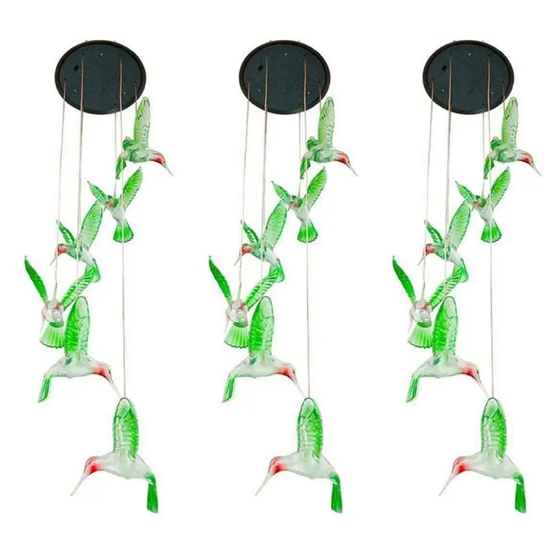 3X Solar-Powered Hummingbird - Color-Changing Light - Outdoor Garden Decor,Green Hummingbird