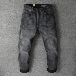 Autumn and Winter New American Retro Thick Black Denim Jeans Men's Fashion Heavyweight Washed Old Loose Casual Straight Pants