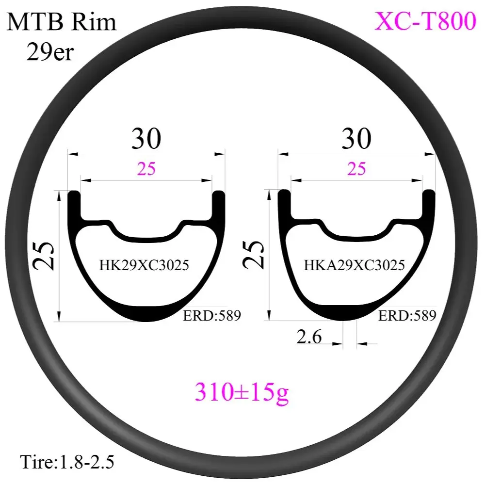 

310g T800 Super light 29er Carbon Rims 30mm width 25mm high MTB rims Hookless Tubeless XC carbon mtb rims fast ship